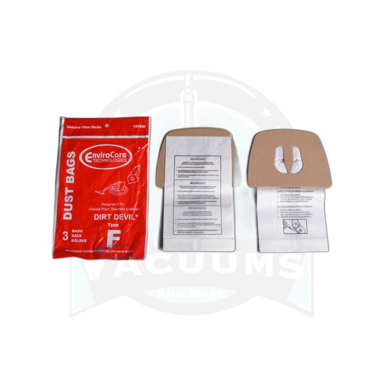 Paper Bags - Dirt Devil Type F, Canister, Envirocare, 3-Pack - Dirt Devil