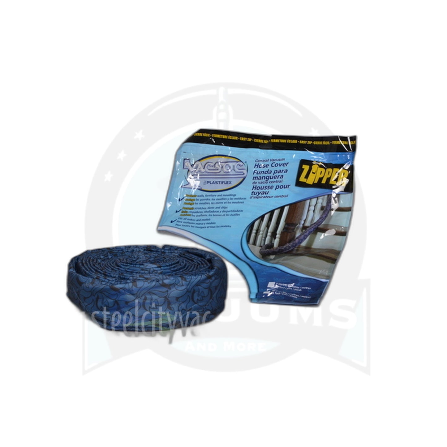 Zipper Hose Sock - Plastiflex Central Vacuum, 35 ft, Blue - Plastiflex