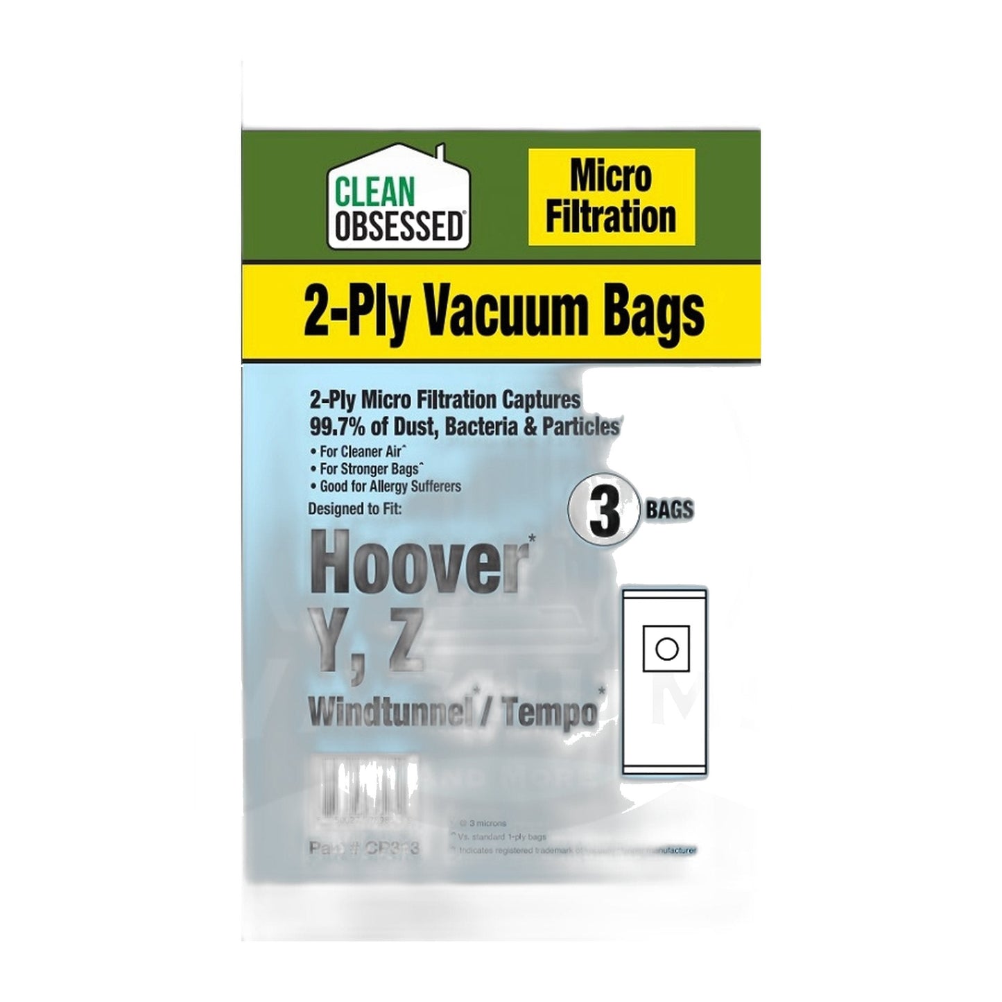 Clean Obsessed Hoover Type Y Micro Filtration Vacuum Bags, 3-Pack