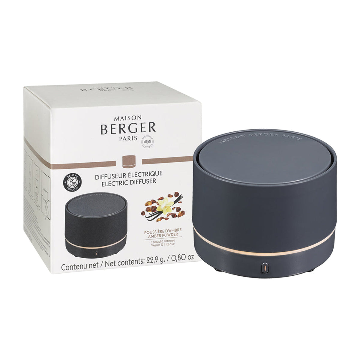 Maison Berger Nomad Diffuser Set – Grey, Amber Powder