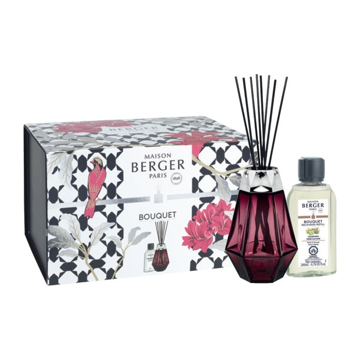 Maison Berger Prisme Reed Diffuser Gift Set – Garnet, Wilderness