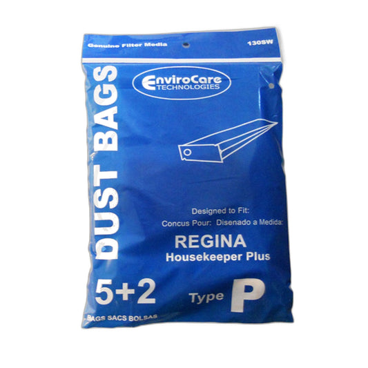 Regina Type P Enviro Single-Wall Paper Bags 5-Pack + 2 Filters