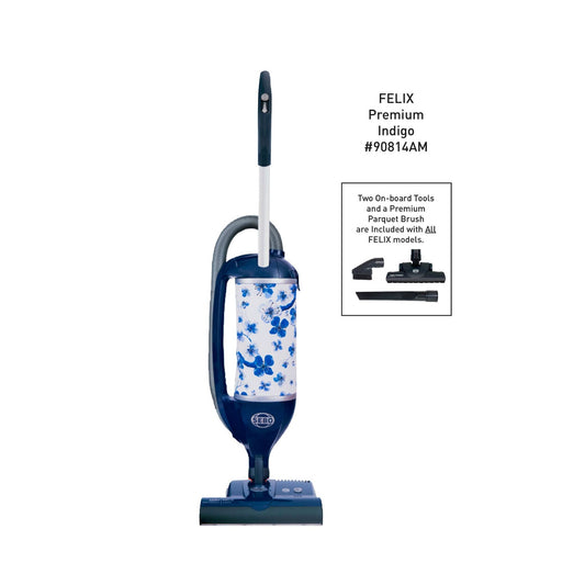 SEBO FELIX Premium Upright Vacuum with ET-1 Power Head and Parquet Brush, Indigo
