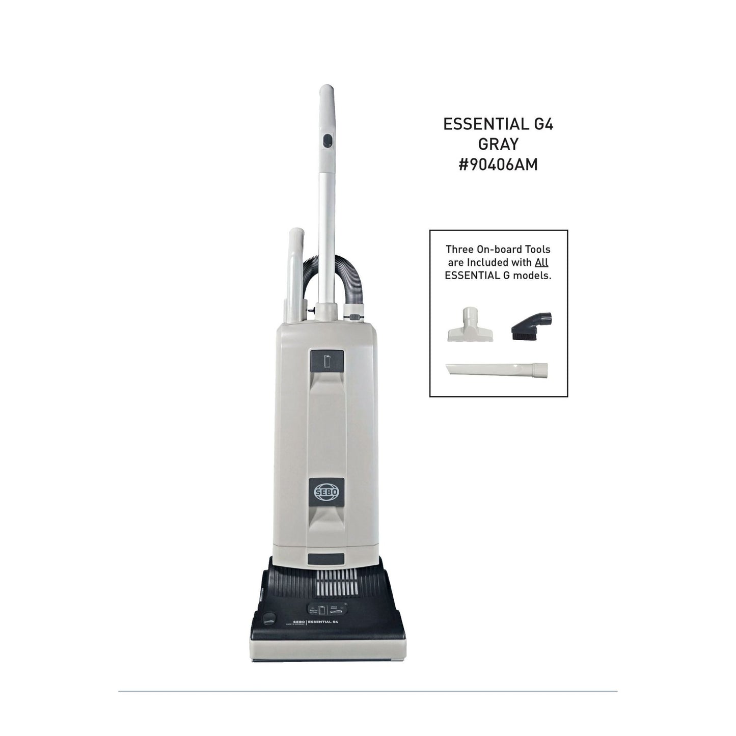 SEBO ESSENTIAL G4 Bagged Upright Vacuum, Light Gray and Dark Gray
