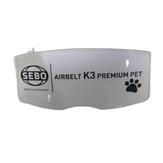 SEBO Exhaust Filter Cover for AIRBELT K3 — White with Dark Gray Print