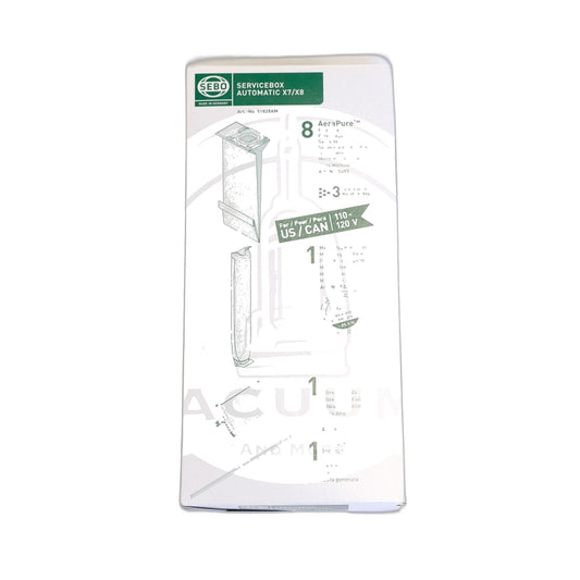 SEBO Service Box for X7 and X8 — 8 Aerapure Bags with Micro and Exhaust Filters