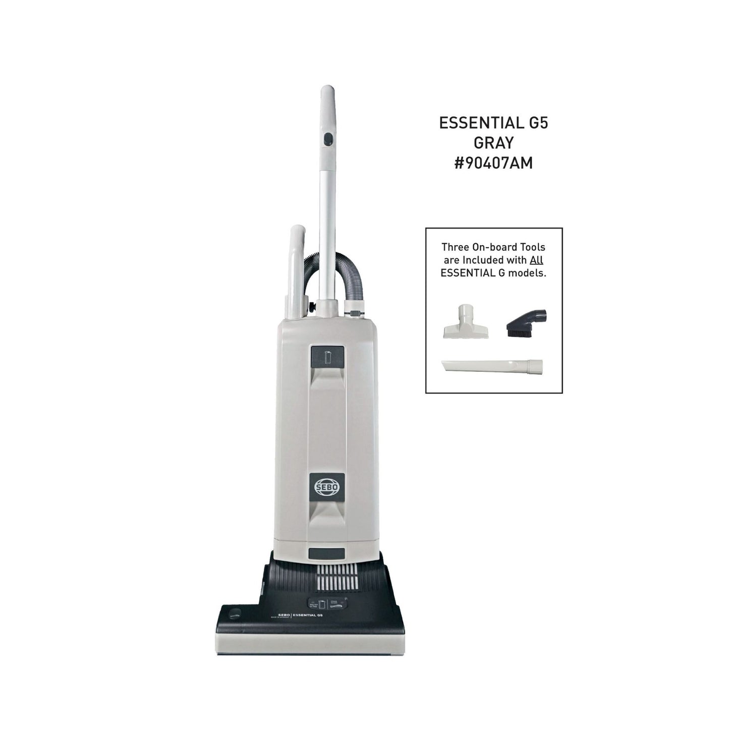 SEBO ESSENTIAL G4 Bagged Upright Vacuum, Light Gray and Dark Gray