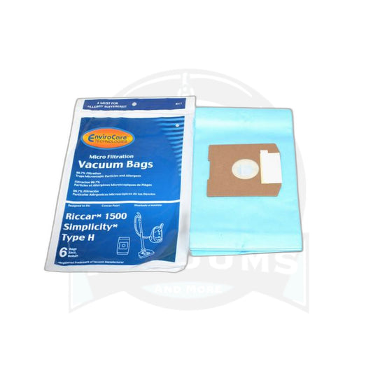 Type H Micro Paper Bags - Riccar/Simplicity - 6 Pack - 1400/1500/1700/1800 Series - Riccar