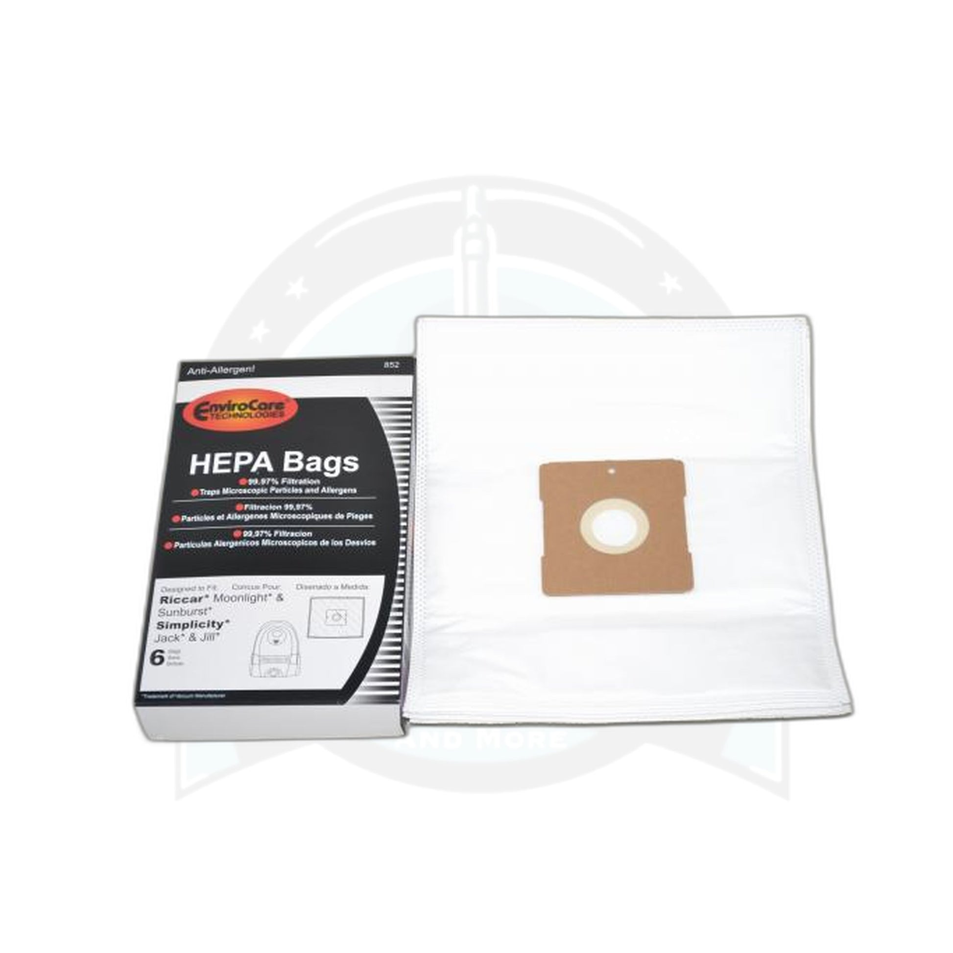 Riccar/Simplicity Type Z HEPA Bags - Moonlight, Sunburst, Jack & Jill, 6 Pack - Riccar