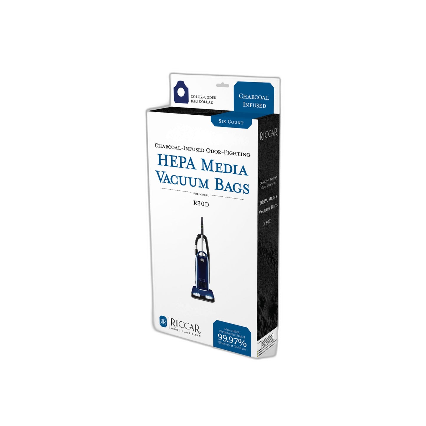 Riccar R30 Charcoal-Lined HEPA Media Bags, 6-Pack