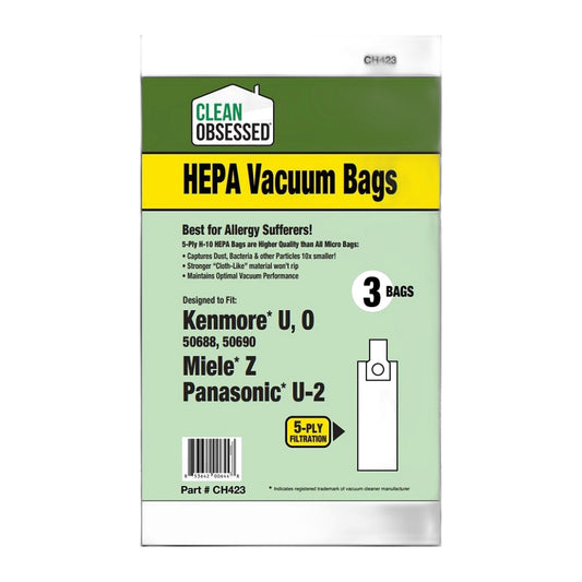 Kenmore Type U/O HEPA Filter Bags for 50688, 50690 (3-Pack)
