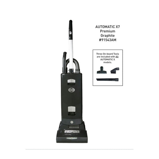 SEBO AUTOMATIC X7 Premium Bagged Upright Vacuum with Brush-Mode Button and Headlight, Graphite