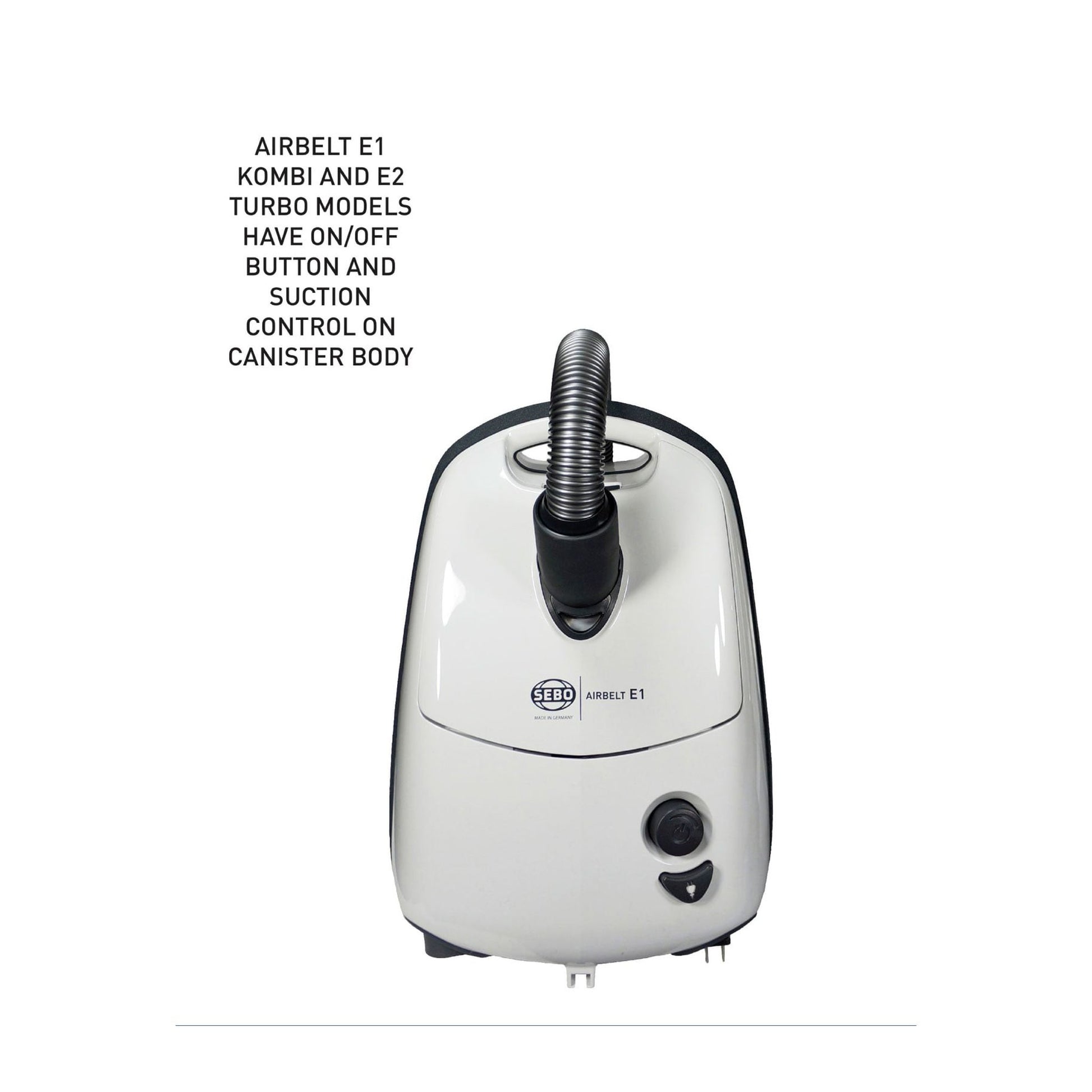SEBO AIRBELT E2 Turbo Canister Vacuum with Turbo Nozzle and Parquet Brush (Dark Blue)