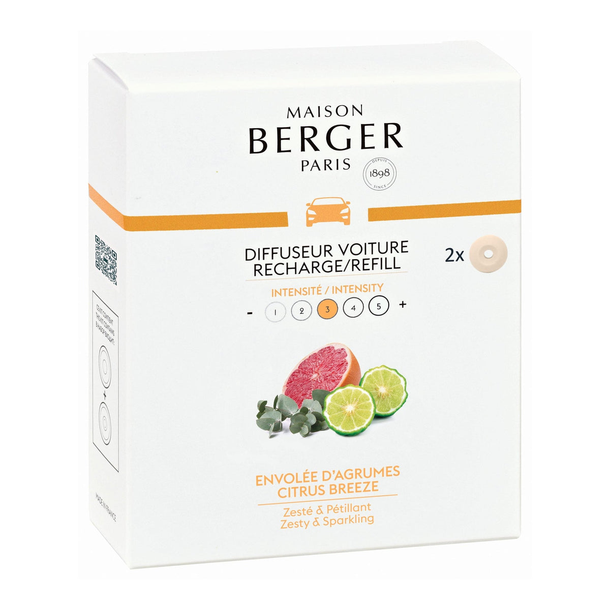 Maison Berger Set of 2 Citrus Breeze Car Diffuser Refills
