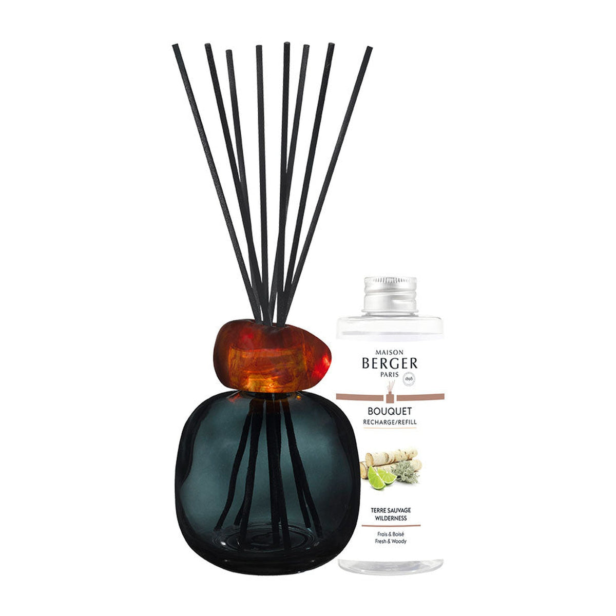 Maison Berger Mineral Black/Amber Reed Diffuser Gift Set with Wilderness