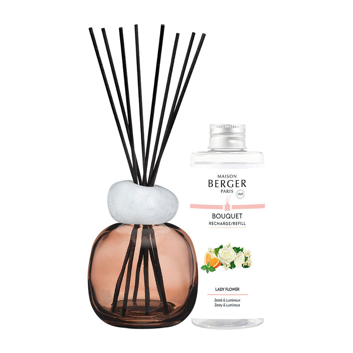 Maison Berger Mineral Burnt Sienna/White Reed Diffuser Gift Set with Lady Flower
