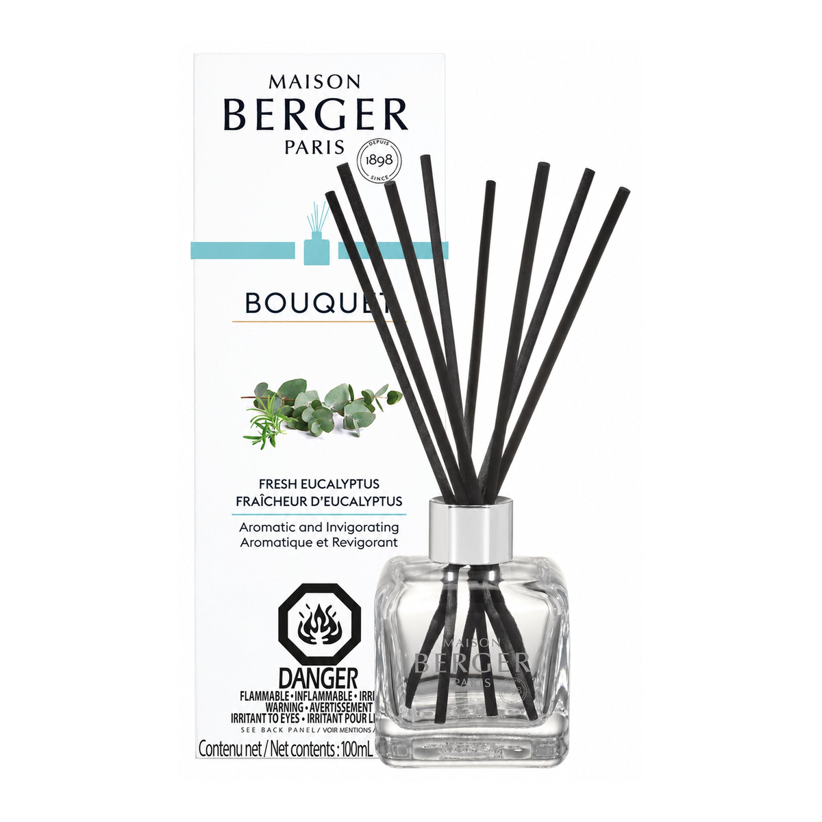 Maison Berger Fresh Eucalyptus – Cube Reed Diffuser + 100 mL Fragrance