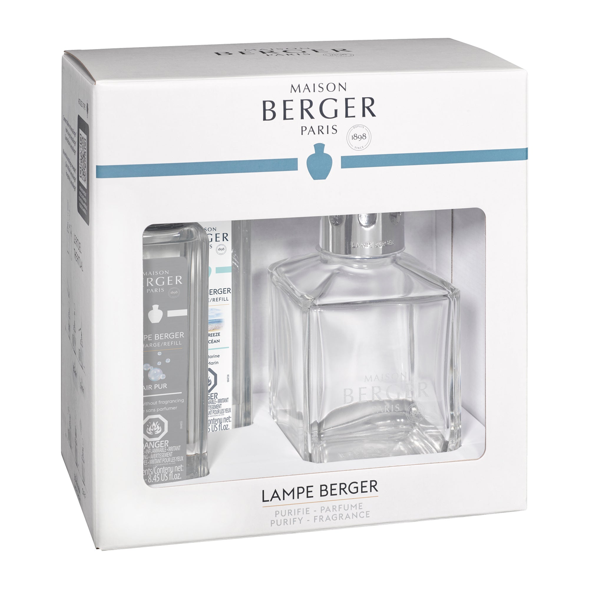 Maison Berger Essential Square Lamp Ritual Starter Kit with Air Pur So Neutral + Ocean Breeze (updated with logo)