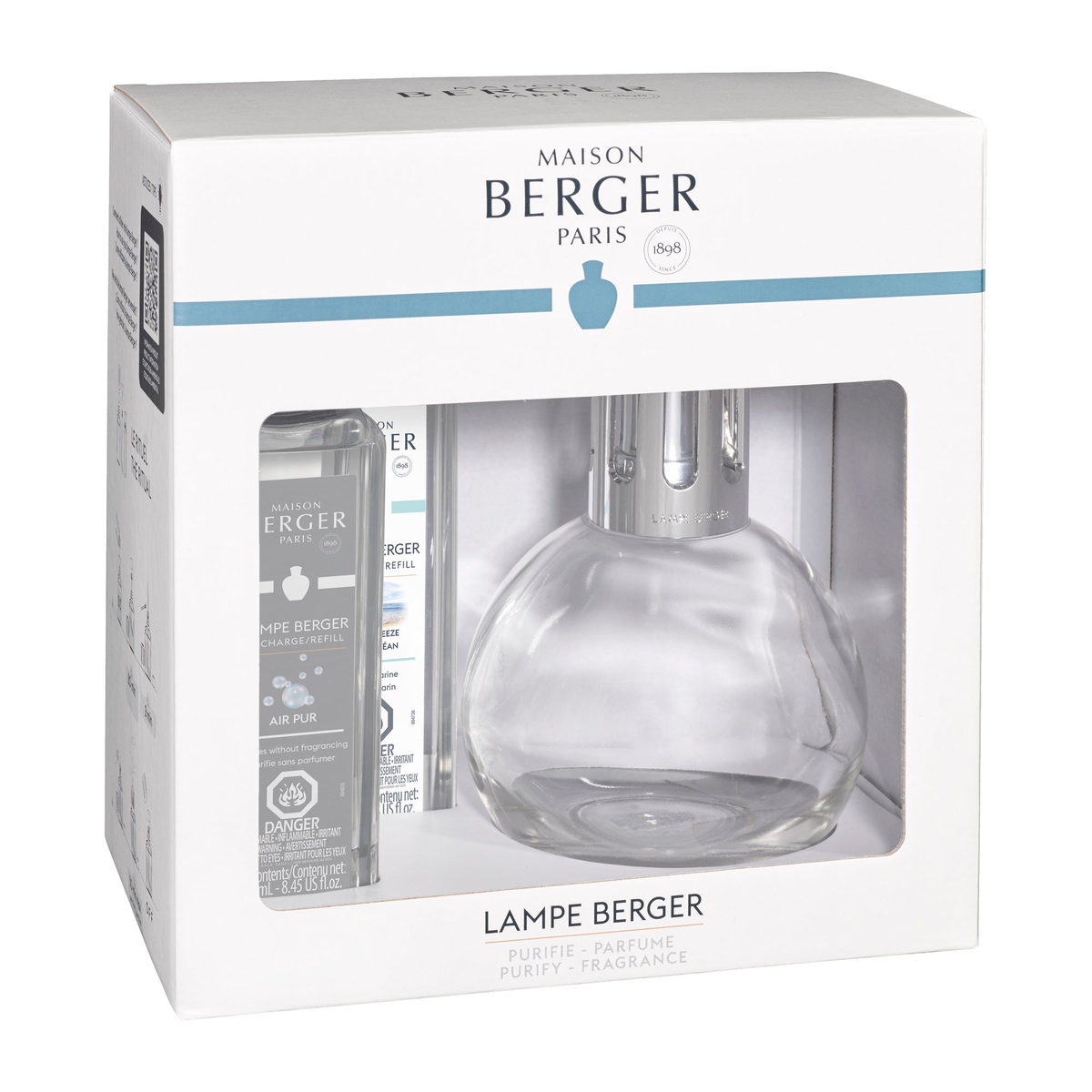 Maison Berger Essential Round Lamp Ritual Starter Kit with Air Pur So Neutral + Ocean Breeze
