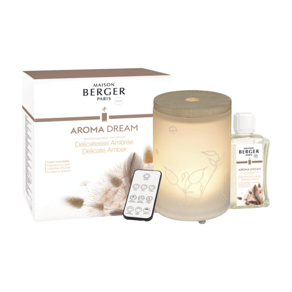 Maison Berger Aroma Dream Mist Diffuser Gift Set – Frosted, Delicate Amber