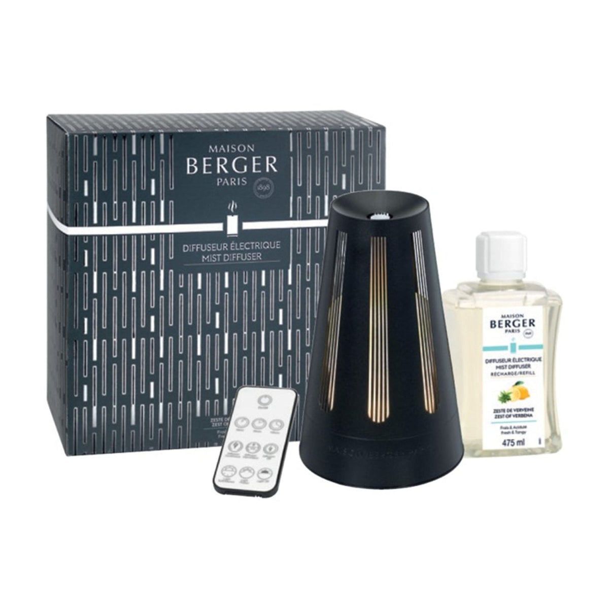 Maison Berger Amphora Mist Diffuser Gift Set – Black, Zest of Verbena