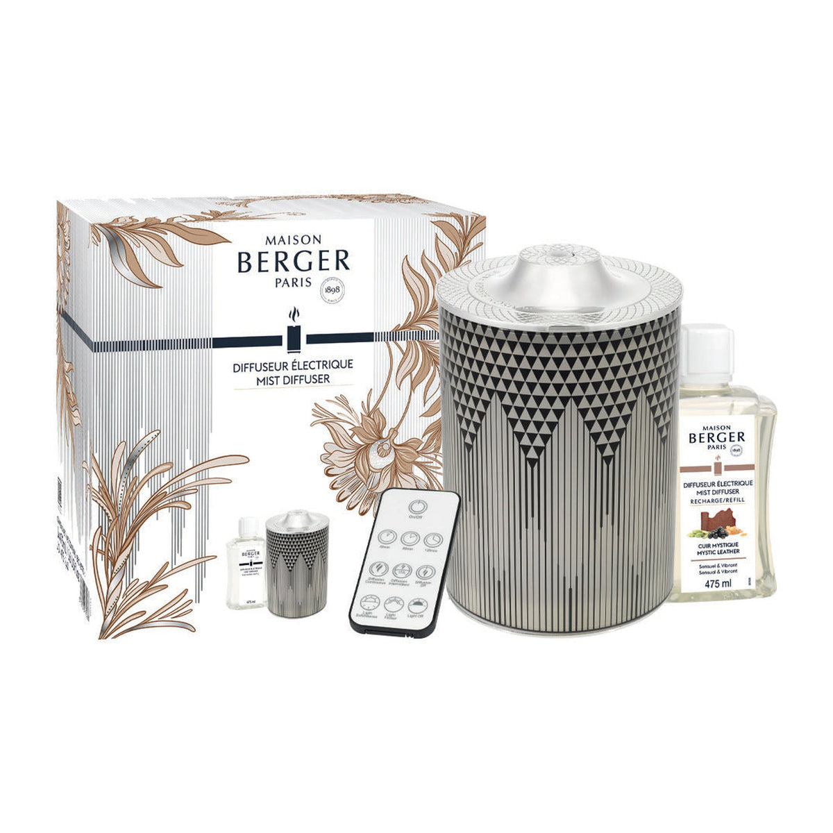 Maison Berger Evanescence Mist Diffuser Gift Set – Grey, Mystic Leather