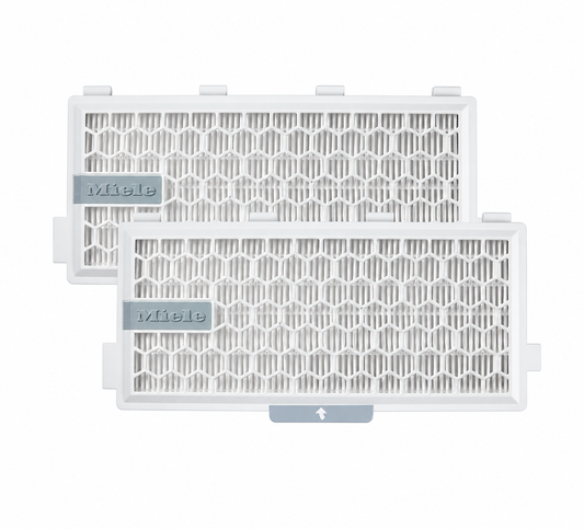 Miele SF-HA 50-2 HEPA AirClean Filters – 2 Pack on white background