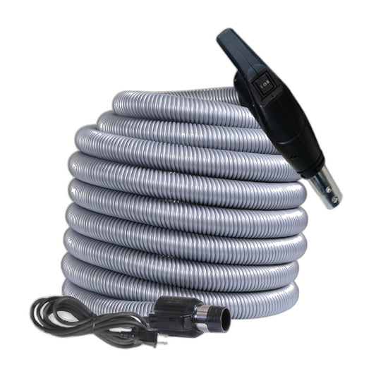 Nadair 30 ft Dual-Voltage Central Vacuum Hose with Pigtail, Silver