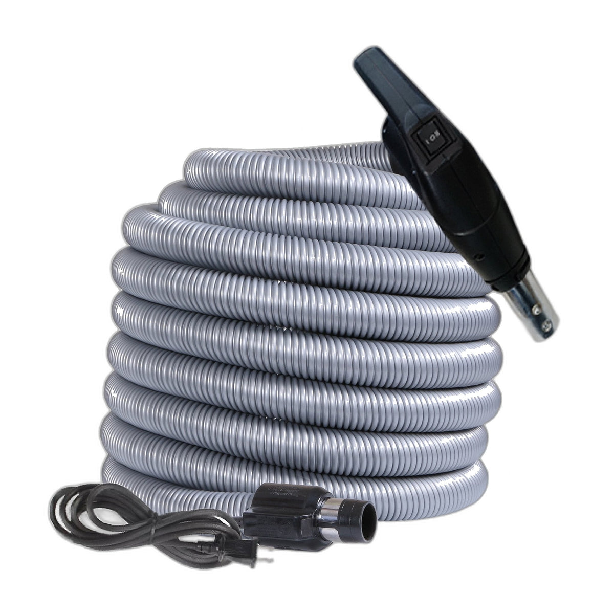 Nadair 35 ft Dual-Voltage Central Vacuum Hose, Silver