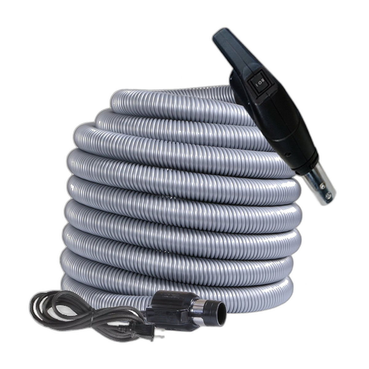Nadair 35 ft Dual-Voltage Central Vacuum Hose, Silver