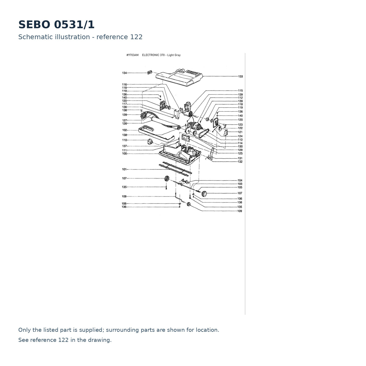 SEBO 0531/1 schematic illustration; component context, no separate callout; only the listed part supplied