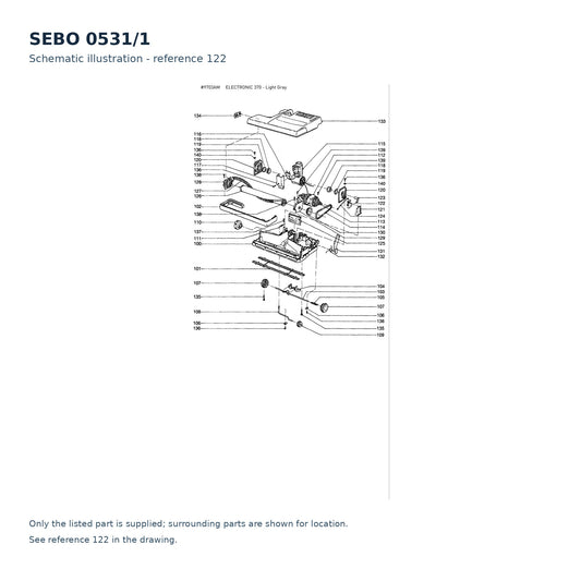 SEBO 0531/1 schematic illustration; component context, no separate callout; only the listed part supplied