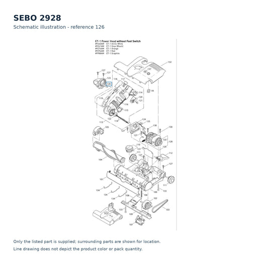 SEBO 2928 schematic illustration; reference 126; only the listed part supplied