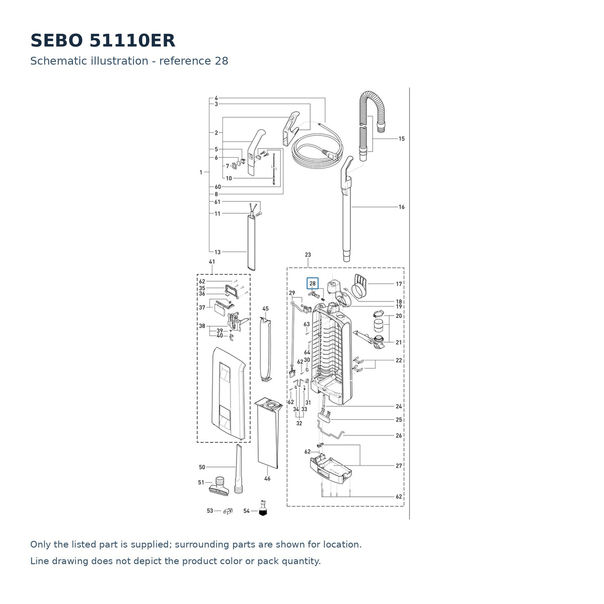 SEBO 51110ER schematic illustration; reference 28; only the listed part supplied